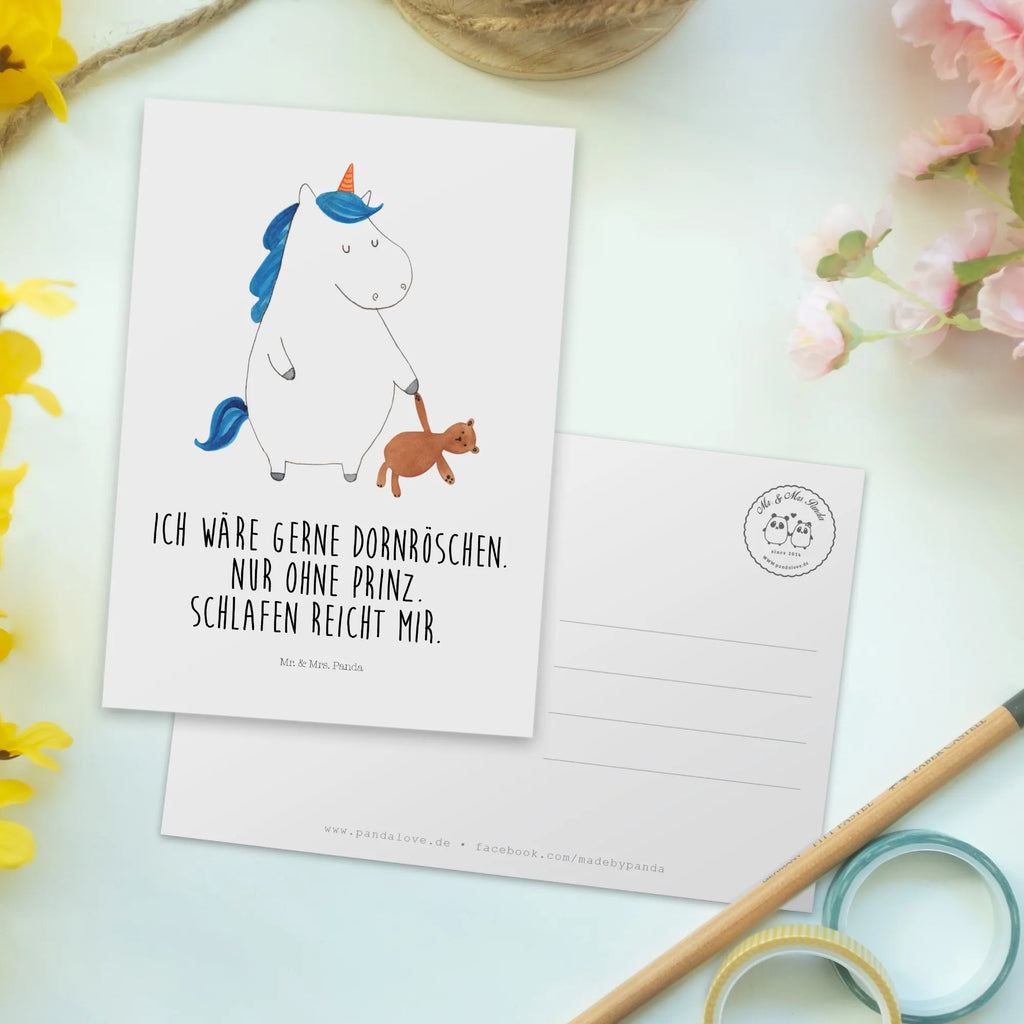 Postkarte Einhorn Teddy Postkarte, Karte, Geschenkkarte, Grußkarte, Einladung, Ansichtskarte, Geburtstagskarte, Einladungskarte, Dankeskarte, Ansichtskarten, Einladung Geburtstag, Einladungskarten Geburtstag, Einhorn, Einhörner, Einhorn Deko, Pegasus, Unicorn, schlafen, gute Nacht, Single, Bett, Träumen, Freundin, Singleleben