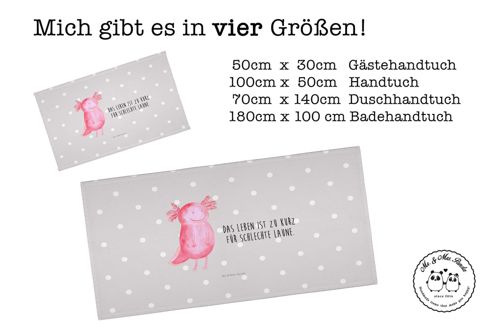 Handtuch Axolotl Glücklich Handtuch, Badehandtuch, Badezimmer, Handtücher, groß, Kinder, Baby, Axolotl, Molch, Axolot, Schwanzlurch, Lurch, Lurche, Motivation, gute Laune