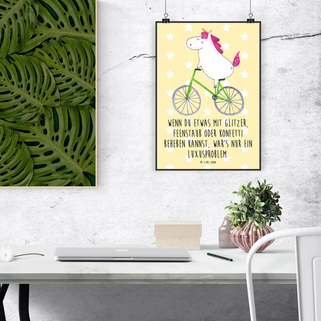 Poster Einhorn Radfahrer Poster, Wandposter, Bild, Wanddeko, Küchenposter, Kinderposter, Wanddeko Bild, Raumdekoration, Wanddekoration, Handgemaltes Poster, Mr. & Mrs. Panda Poster, Designposter, Kunstdruck, Posterdruck, Einhorn, Einhörner, Einhorn Deko, Unicorn, Radfahren, Radfahrer, Rad, Bike, Feenstaub, Konfetti, Luxusproblem, Kummer, Liebeskummer