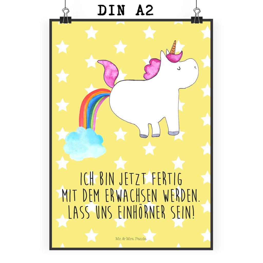 Poster Einhorn Pupsen Poster, Wandposter, Bild, Wanddeko, Küchenposter, Kinderposter, Wanddeko Bild, Raumdekoration, Wanddekoration, Handgemaltes Poster, Mr. & Mrs. Panda Poster, Designposter, Kunstdruck, Posterdruck, Einhorn, Einhörner, Einhorn Deko, Pegasus, Unicorn, Pups, Regenbogen, Glitzer, Einhornpower, Erwachsenwerden, Spaß, lustig, Freundin