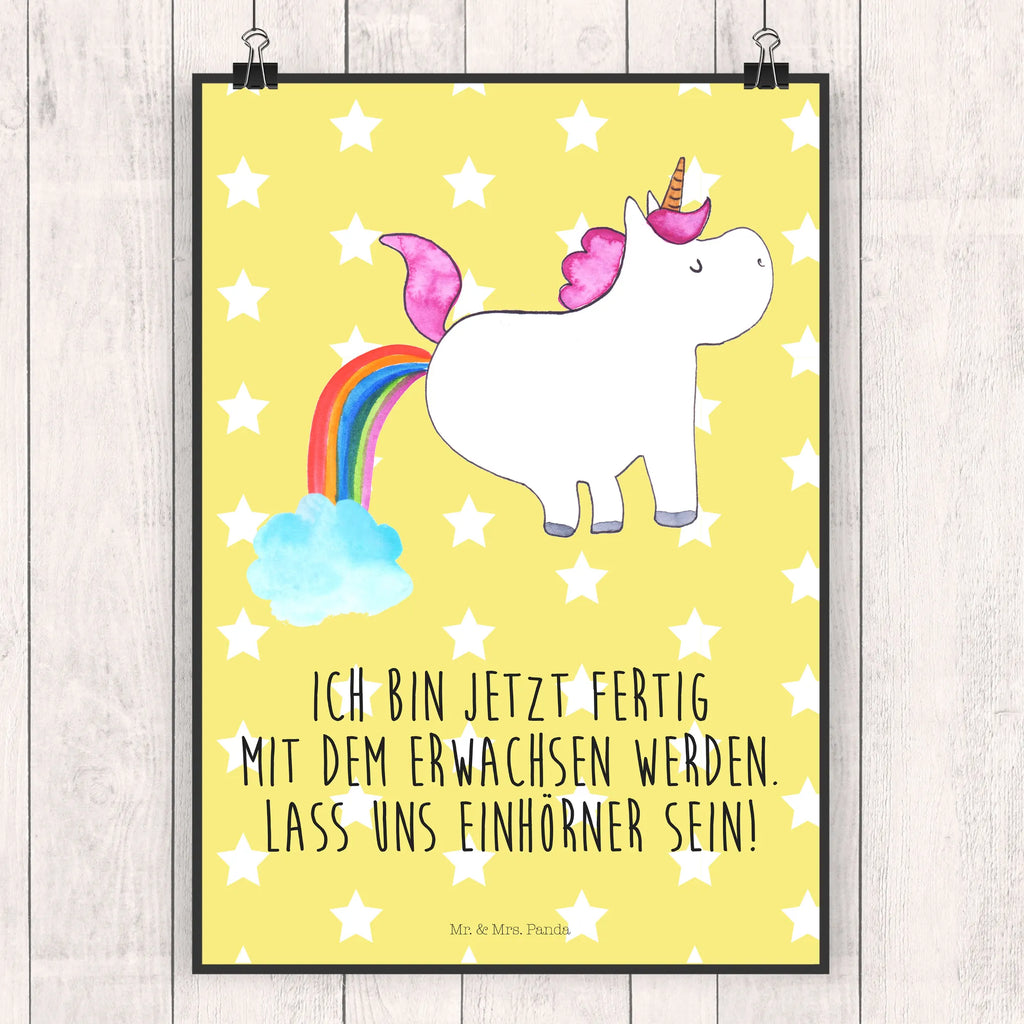 Poster Einhorn Pupsen Poster, Wandposter, Bild, Wanddeko, Küchenposter, Kinderposter, Wanddeko Bild, Raumdekoration, Wanddekoration, Handgemaltes Poster, Mr. & Mrs. Panda Poster, Designposter, Kunstdruck, Posterdruck, Einhorn, Einhörner, Einhorn Deko, Pegasus, Unicorn, Pups, Regenbogen, Glitzer, Einhornpower, Erwachsenwerden, Spaß, lustig, Freundin