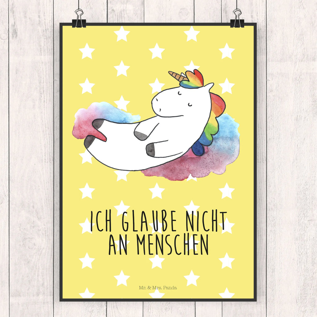 Poster Einhorn Wolke 7 Poster, Wandposter, Bild, Wanddeko, Küchenposter, Kinderposter, Wanddeko Bild, Raumdekoration, Wanddekoration, Handgemaltes Poster, Mr. & Mrs. Panda Poster, Designposter, Kunstdruck, Posterdruck, Einhorn, Einhörner, Einhorn Deko, Pegasus, Unicorn, verliebt, Menschen, witzig, lustig, Geschenk, Glaube, Realität, Lächeln