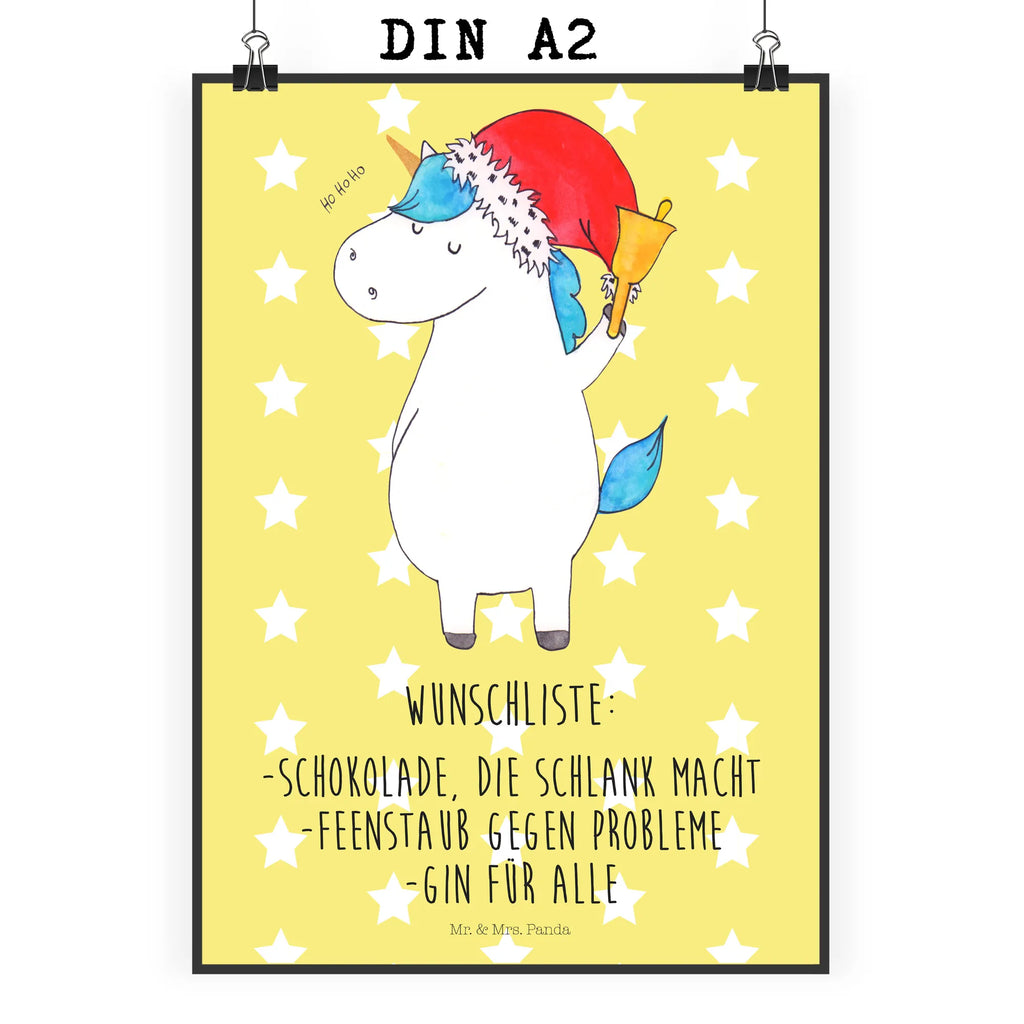 Poster Einhorn Weihnachtsmann Poster, Wandposter, Bild, Wanddeko, Küchenposter, Kinderposter, Wanddeko Bild, Raumdekoration, Wanddekoration, Handgemaltes Poster, Mr. & Mrs. Panda Poster, Designposter, Kunstdruck, Posterdruck, Einhorn, Einhörner, Einhorn Deko, Pegasus, Unicorn, Gin, Schokolade, Schoki, Weihnachten, Weihnachtsmann, Nikolaus, Wunschzettel, Wunschliste, Feenstaub