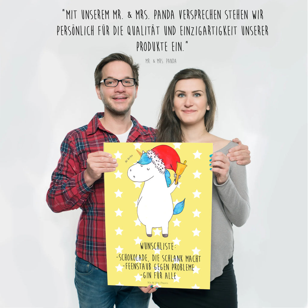 Poster Einhorn Weihnachtsmann Poster, Wandposter, Bild, Wanddeko, Küchenposter, Kinderposter, Wanddeko Bild, Raumdekoration, Wanddekoration, Handgemaltes Poster, Mr. & Mrs. Panda Poster, Designposter, Kunstdruck, Posterdruck, Einhorn, Einhörner, Einhorn Deko, Unicorn, Gin, Schokolade, Schoki, Weihnachten, Weihnachtsmann, Nikolaus, Wunschzettel, Wunschliste, Feenstaub