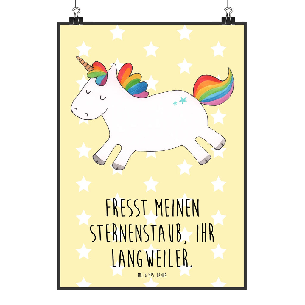 Poster Einhorn Happy Poster, Wandposter, Bild, Wanddeko, Küchenposter, Kinderposter, Wanddeko Bild, Raumdekoration, Wanddekoration, Handgemaltes Poster, Mr. & Mrs. Panda Poster, Designposter, Kunstdruck, Posterdruck, Einhorn, Einhörner, Einhorn Deko, Pegasus, Unicorn, glücklich, fröhlich, Spaß, Freude, Lebensfreude, witzig, spannend, Lächeln, Lachen