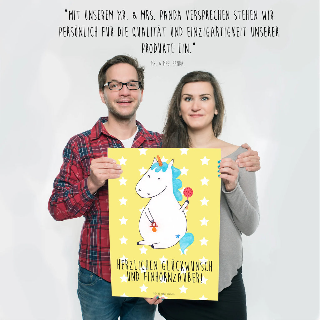 Poster Einhorn Baby Poster, Wandposter, Bild, Wanddeko, Küchenposter, Kinderposter, Wanddeko Bild, Raumdekoration, Wanddekoration, Handgemaltes Poster, Mr. & Mrs. Panda Poster, Designposter, Kunstdruck, Posterdruck, Einhorn, Einhörner, Einhorn Deko, Pegasus, Unicorn, Mutter, Geburt, Geburtstag, erstes Kind, Baby, Babyglück, Nachwuchs, Eltern, Party, Kind, Schnuller