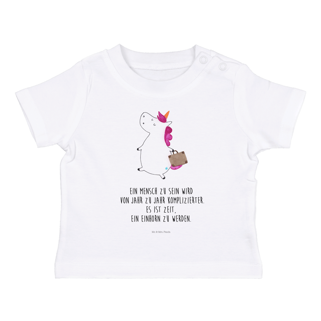 Organic Baby Shirt Einhorn Koffer Baby T-Shirt, Jungen Baby T-Shirt, Mädchen Baby T-Shirt, Shirt, Einhorn, Einhörner, Einhorn Deko, Pegasus, Unicorn, unicorn, Koffer, Verreisen, Reise, Gepäck, Abenteuer, Erwachsen, Kind, albern, Spaß, lustig, witzig