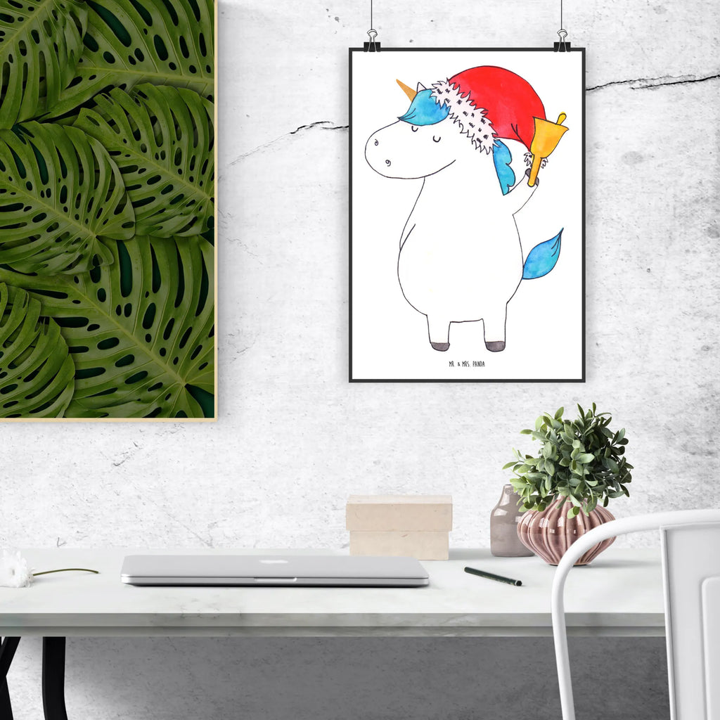 Poster Einhorn Weihnachtsmann Poster, Wandposter, Bild, Wanddeko, Küchenposter, Kinderposter, Wanddeko Bild, Raumdekoration, Wanddekoration, Handgemaltes Poster, Mr. & Mrs. Panda Poster, Designposter, Kunstdruck, Posterdruck, Einhorn, Einhörner, Einhorn Deko, Unicorn, Gin, Schokolade, Schoki, Weihnachten, Weihnachtsmann, Nikolaus, Wunschzettel, Wunschliste, Feenstaub