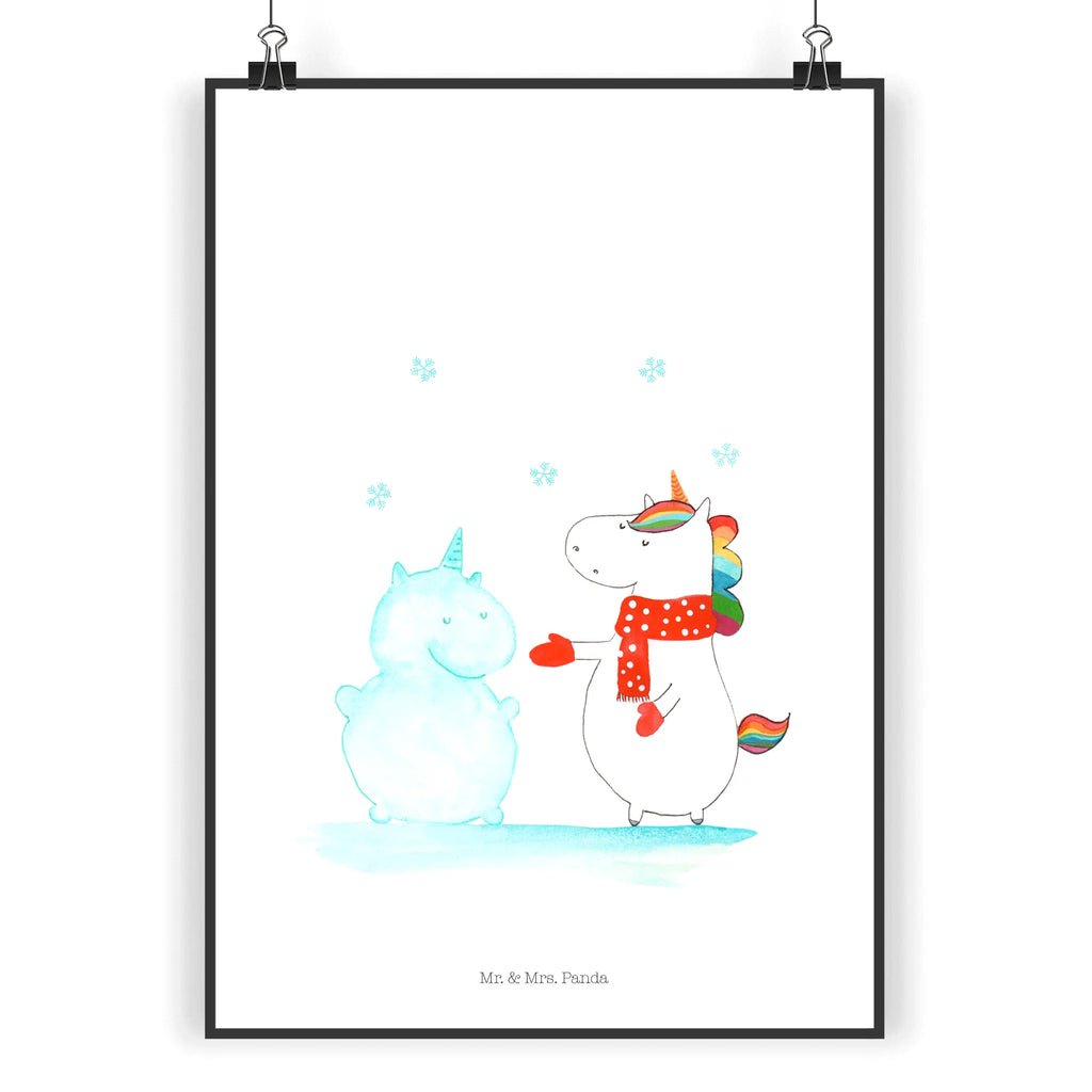 Poster Einhorn Schneemann Poster, Wandposter, Bild, Wanddeko, Küchenposter, Kinderposter, Wanddeko Bild, Raumdekoration, Wanddekoration, Handgemaltes Poster, Mr. & Mrs. Panda Poster, Designposter, Kunstdruck, Posterdruck, Einhorn, Einhörner, Einhorn Deko, Pegasus, Unicorn, Schneemann, Winter, Schnee, Kuchen, Weihnachten, kalt, Mütze, Handschuhe, X-Mas