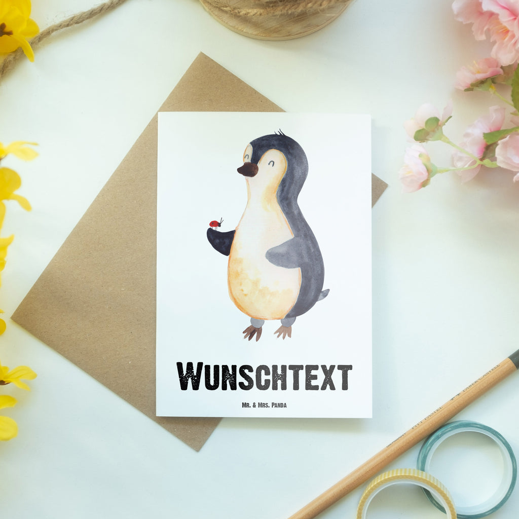 Personalisierte Grußkarte Pinguin Marienkäfer Personalisierte Grußkarte, Personalisiertere Klappkarte, Personalisierte Einladungskarte, Personalisierte Glückwunschkarte, Personalisierte Hochzeitskarte, Personalisierte Geburtstagskarte, Grußkarte mit Namen, Grußkarte selber drucken, Grußkarte selbst gestalten, Grußkarte mit persönlichen Nachrichten, Grußkarte als Geldgeschenk, Grußkarten personalisiert, Personalisierte Karte, Pinguin, Pinguine, Marienkäfer, Liebe, Wunder, Glück, Freude, Lebensfreude