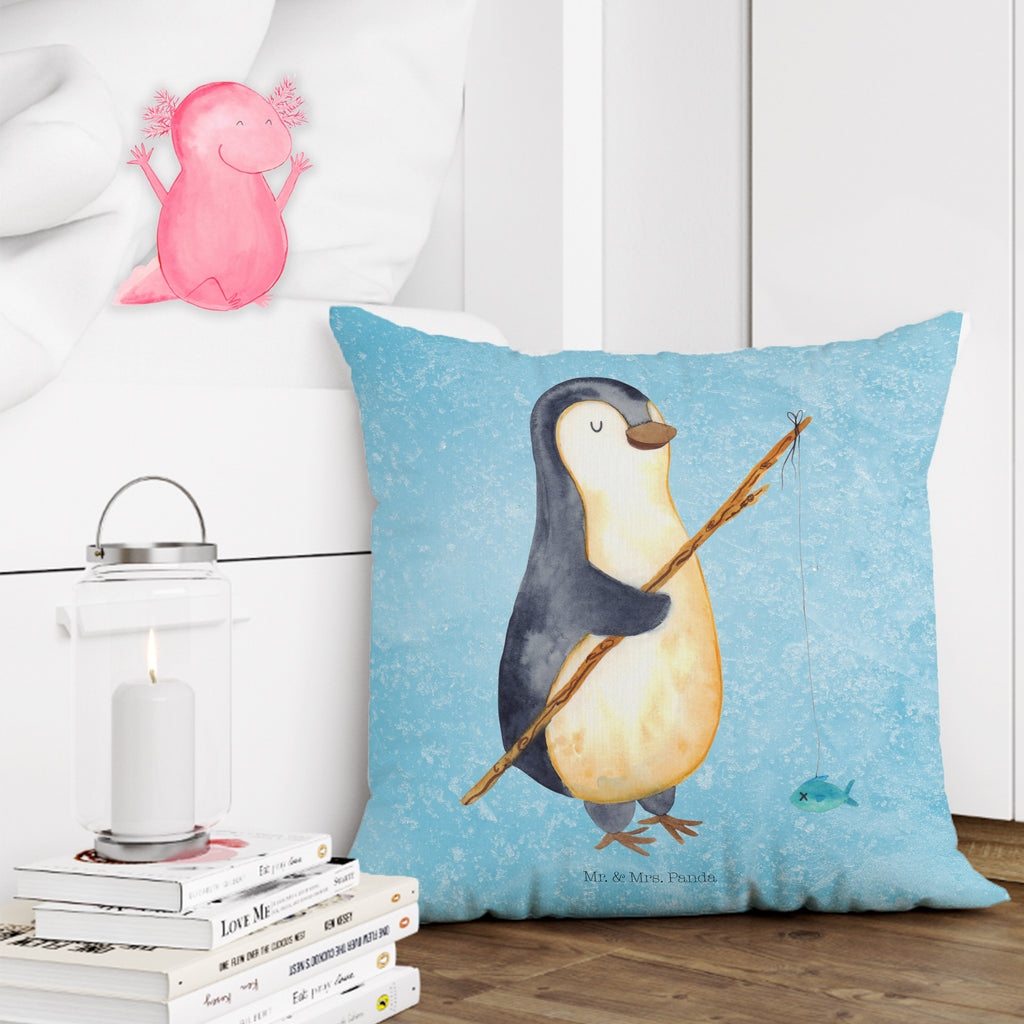 40x40 Kissen Pinguin Angler Kissenhülle, Kopfkissen, Sofakissen, Dekokissen, Motivkissen, Pinguin, Pinguine, Angeln, Angler, Tagträume, Hobby, Plan, Planer, Tagesplan, Neustart, Motivation, Geschenk, Freundinnen, Geschenkidee, Urlaub, Wochenende