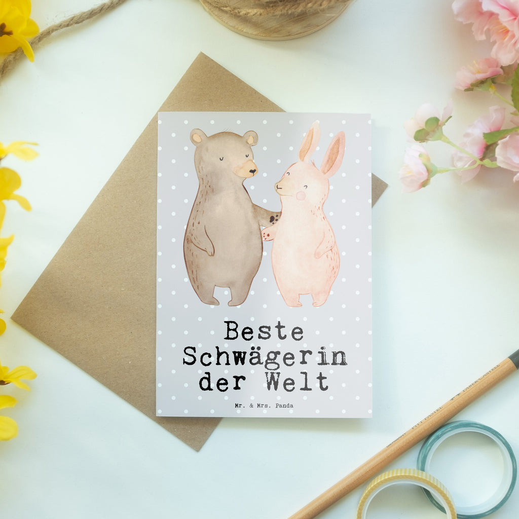 Grußkarte Hase Beste Schwägerin der Welt Grußkarte, Klappkarte, Einladungskarte, Glückwunschkarte, Hochzeitskarte, Geburtstagskarte, Karte, Ansichtskarten, für, Dankeschön, Geschenk, Schenken, Geburtstag, Geburtstagsgeschenk, Geschenkidee, Danke, Bedanken, Mitbringsel, Freude machen, Geschenktipp, Schwägerin, Schwähgerin, Schwippschwägerin, Familie, Verwandtschaft, angeheiratet, Frau, Ehemann, Schwester, Ehefrau, Bruder, Partner