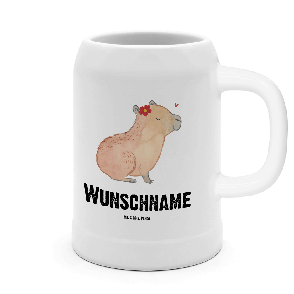 Personalisierter Bierkrug Capybara Blume Bierkrug mit Namen, Bierkrug personalisieren, Bierglas mit Namen, Personalisierung, Bedrucken, Tiermotive, Gute Laune, lustige Sprüche, Tiere, Capybara