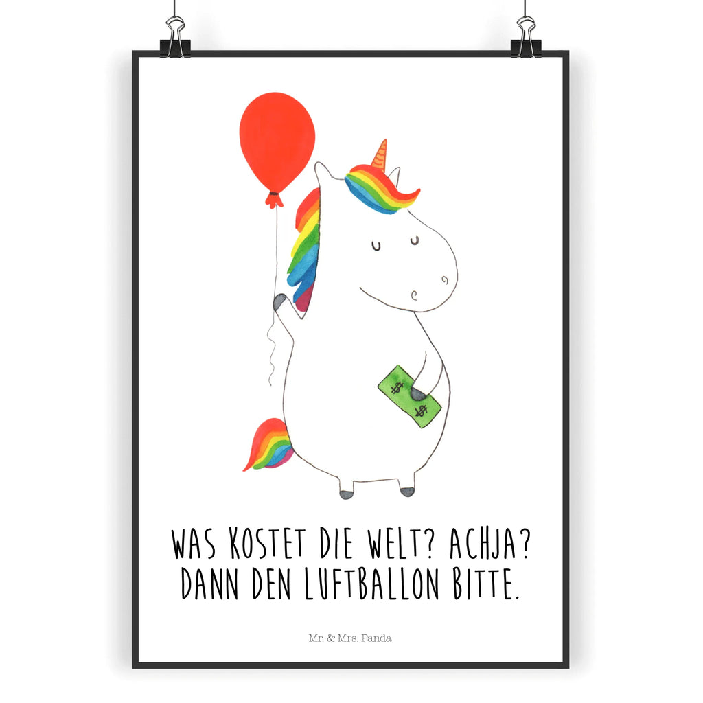 Poster Einhorn Luftballon Poster, Wandposter, Bild, Wanddeko, Küchenposter, Kinderposter, Wanddeko Bild, Raumdekoration, Wanddekoration, Handgemaltes Poster, Mr. & Mrs. Panda Poster, Designposter, Kunstdruck, Posterdruck, Einhorn, Einhörner, Einhorn Deko, Unicorn, Luftballon, Geld, Lebenslust, Freude, Geschenk, Freundin