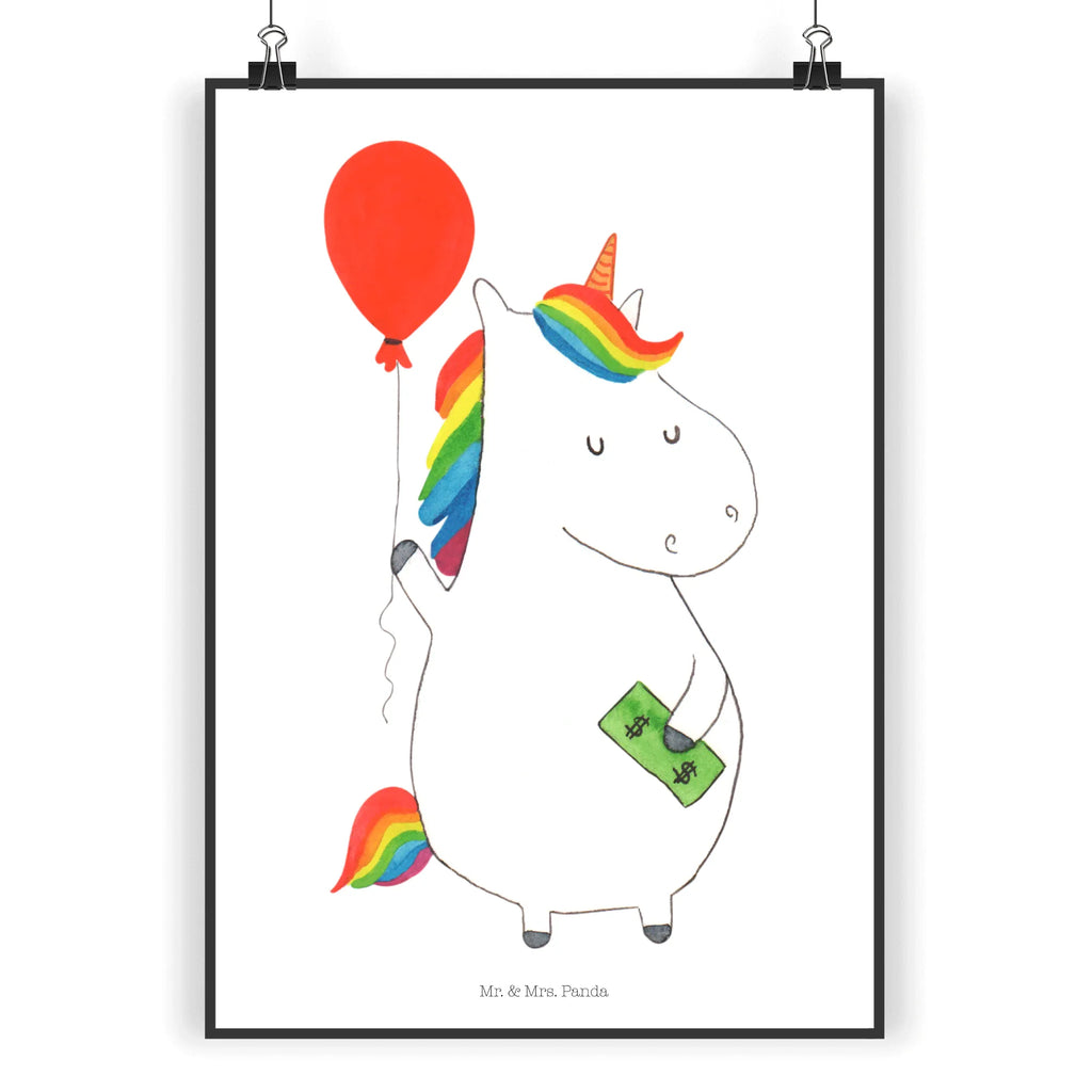 Poster Einhorn Luftballon Poster, Wandposter, Bild, Wanddeko, Küchenposter, Kinderposter, Wanddeko Bild, Raumdekoration, Wanddekoration, Handgemaltes Poster, Mr. & Mrs. Panda Poster, Designposter, Kunstdruck, Posterdruck, Einhorn, Einhörner, Einhorn Deko, Unicorn, Luftballon, Geld, Lebenslust, Freude, Geschenk, Freundin