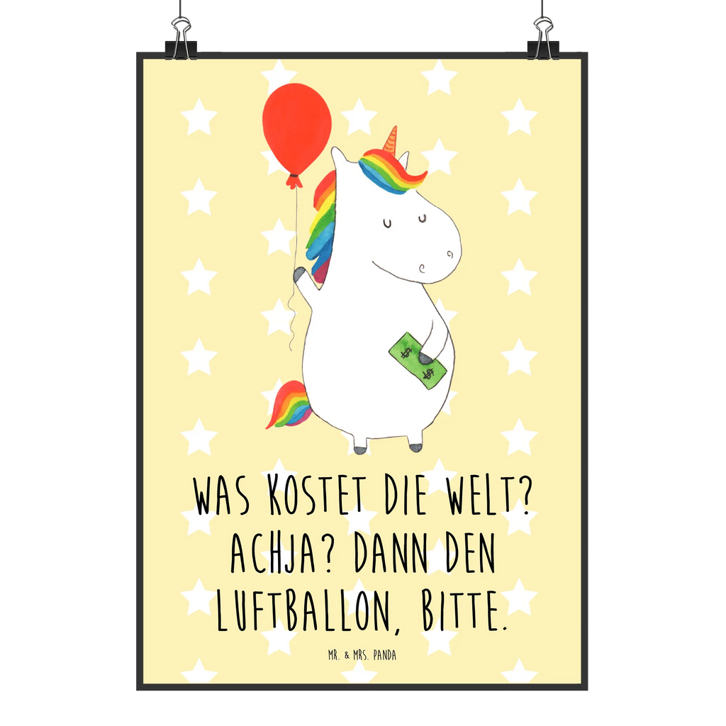 Poster Einhorn Luftballon Poster, Wandposter, Bild, Wanddeko, Küchenposter, Kinderposter, Wanddeko Bild, Raumdekoration, Wanddekoration, Handgemaltes Poster, Mr. & Mrs. Panda Poster, Designposter, Kunstdruck, Posterdruck, Einhorn, Einhörner, Einhorn Deko, Pegasus, Unicorn, Luftballon, Geld, Lebenslust, Freude, Geschenk, Freundin