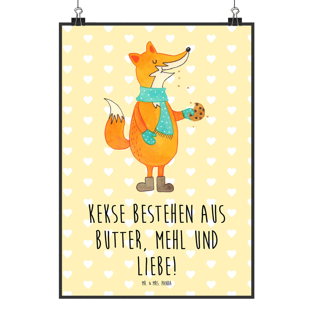 Poster Fuchs Keks Poster, Wandposter, Bild, Wanddeko, Küchenposter, Kinderposter, Wanddeko Bild, Raumdekoration, Wanddekoration, Handgemaltes Poster, Mr. & Mrs. Panda Poster, Designposter, Kunstdruck, Posterdruck, Fuchs, Füchse, Backen Spruch, Kekse, Winter, Weihnachtszeit, Plätzchen, Liebe, Küche Deko