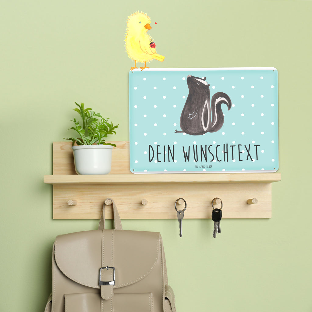 Personalisiertes Blechschild Stinktier Sitzen Blechschild, Metallschild, Geschenk Schild, Schild, Magnet-Metall-Schild, Deko Schild, Wandschild, Wand-Dekoration, Türschild, Stinktier, Skunk, Wildtier, Raubtier, Stinker, Stinki, Spruch, Büro, Recht, Besserwisser