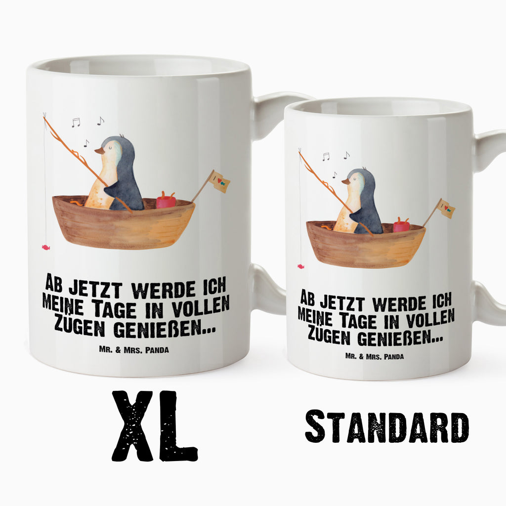 XL Tasse Pinguin Angelboot XL Tasse, Große Tasse, Grosse Kaffeetasse, XL Becher, XL Teetasse, spülmaschinenfest, Jumbo Tasse, Groß, Pinguin, Pinguine, Angeln, Boot, Angelboot, Lebenslust, Leben, genießen, Motivation, Neustart, Neuanfang, Trennung, Scheidung, Geschenkidee Liebeskummer