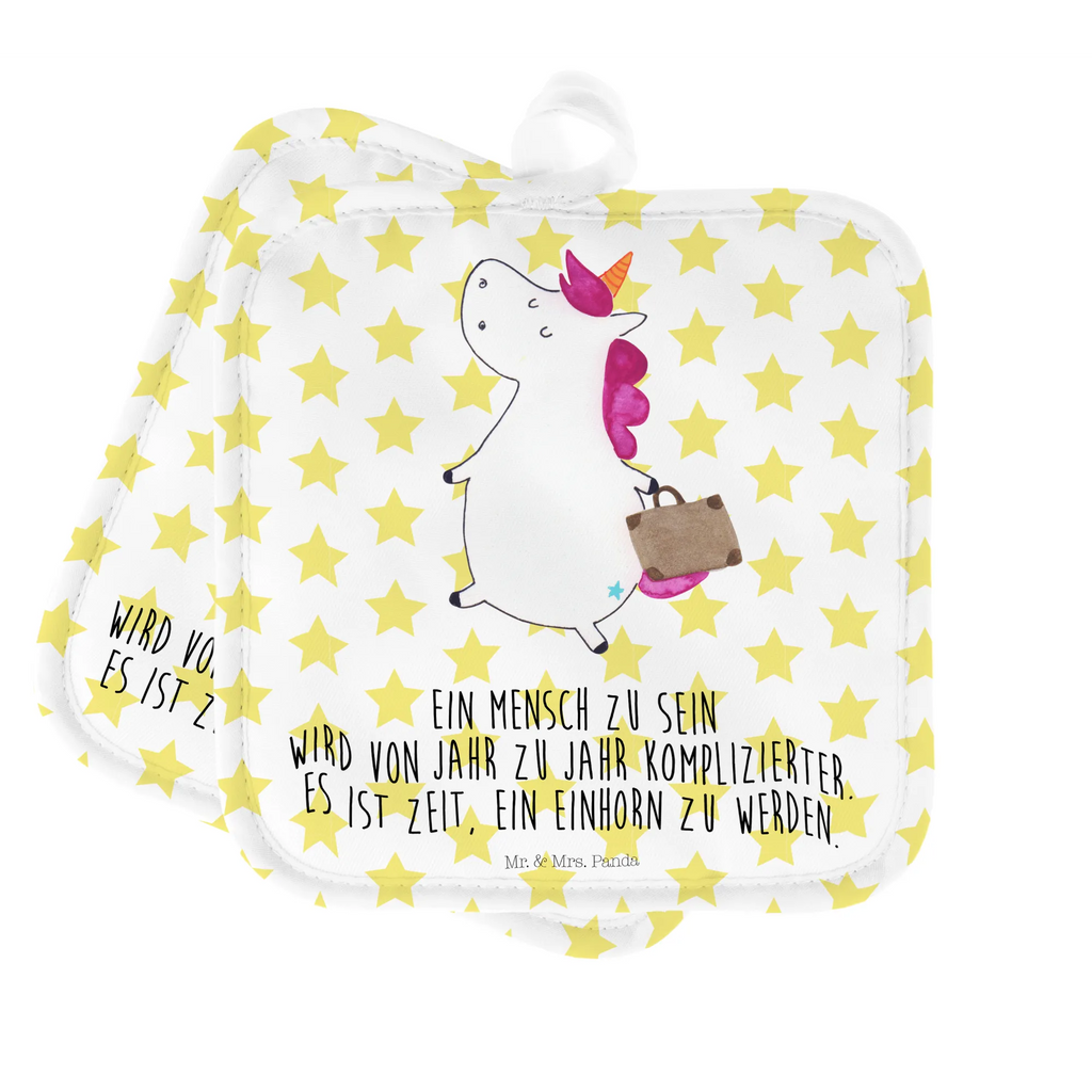 2er Set Topflappen  Einhorn Koffer Topflappen, Topfuntersetzer, Ofenhandschuh, Topflappen Set, Topflappen lustig, Topflappen mit Spruch, Ofenhandschuhe, Topfhandschuhe, Topfhandschuh, Topflappenset, Topflappen 2er Set, Schöne Topflappen, Einhorn, Einhörner, Einhorn Deko, Pegasus, Unicorn, unicorn, Koffer, Verreisen, Reise, Gepäck, Abenteuer, Erwachsen, Kind, albern, Spaß, lustig, witzig