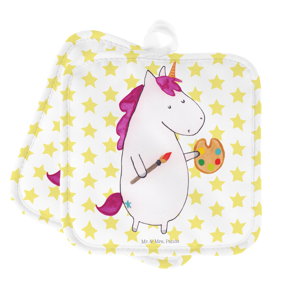 2er Set Topflappen  Einhorn Künstler Topflappen, Topfuntersetzer, Ofenhandschuh, Topflappen Set, Topflappen lustig, Topflappen mit Spruch, Ofenhandschuhe, Topfhandschuhe, Topfhandschuh, Topflappenset, Topflappen 2er Set, Schöne Topflappen, Einhorn, Einhörner, Einhorn Deko, Pegasus, Unicorn, Englisch, Künstler, Artist, Malen, Zeichnen, Welt, Farbe, Stift, Pinsel, Geschenk, Maler