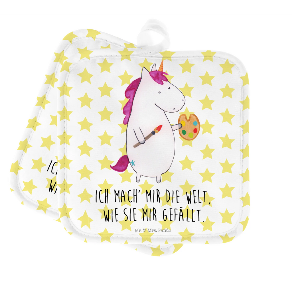 2er Set Topflappen  Einhorn Künstler Topflappen, Topfuntersetzer, Ofenhandschuh, Topflappen Set, Topflappen lustig, Topflappen mit Spruch, Ofenhandschuhe, Topfhandschuhe, Topfhandschuh, Topflappenset, Topflappen 2er Set, Schöne Topflappen, Einhorn, Einhörner, Einhorn Deko, Unicorn, Englisch, Künstler, Artist, Malen, Zeichnen, Welt, Farbe, Stift, Pinsel, Geschenk, Maler