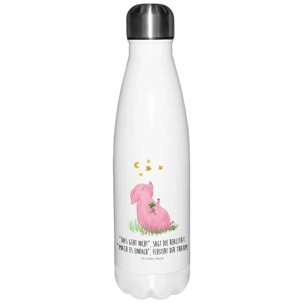 Thermosflasche Glücksschwein Isolierflasche, Thermoflasche, Trinkflasche, Thermos, Edelstahl, Tiermotive, Gute Laune, lustige Sprüche, Tiere, Glücksschwein. Glück, Schwein, Schweinchen, Sterne, Sernchen, Ziele, Träume, Motivation, Glücksbringer