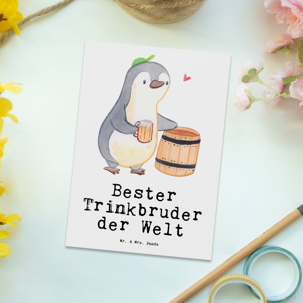 Postkarte Pinguin Bester Trinkbruder der Welt Postkarte, Karte, Geschenkkarte, Grußkarte, Einladung, Ansichtskarte, Geburtstagskarte, Einladungskarte, Dankeskarte, Ansichtskarten, Einladung Geburtstag, Einladungskarten Geburtstag, für, Dankeschön, Geschenk, Schenken, Geburtstag, Geburtstagsgeschenk, Geschenkidee, Danke, Bedanken, Mitbringsel, Freude machen, Geschenktipp, Trinkbruder, Trinkkumpel, Kumpel, Saufkumpane, Kumpane, Trinken, Party, Kleinigkeit