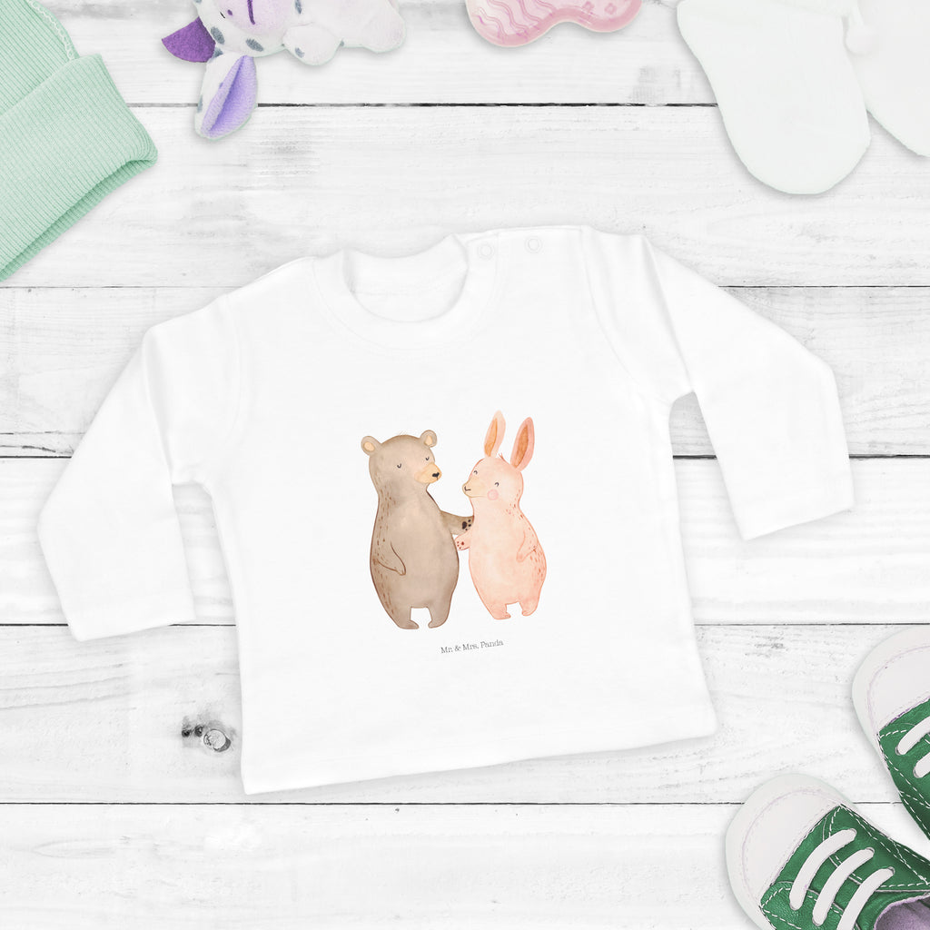 Baby Longsleeve Bär Hase Umarmen Mädchen, Jungen, Baby, Langarm, Bio, Kleidung, Liebe, Partner, Freund, Freundin, Ehemann, Ehefrau, Heiraten, Verlobung, Heiratsantrag, Liebesgeschenk, Jahrestag, Hocheitstag, Freunde, bester Freund, Hase, Bär, Bärchen, best friends