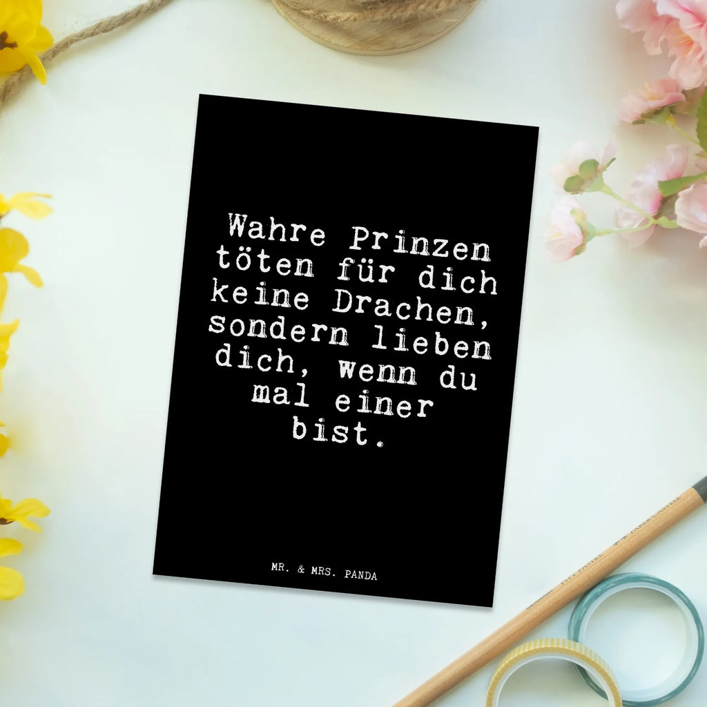 Postkarte Wahre Prinzen töten für... Postkarte, Karte, Geschenkkarte, Grußkarte, Einladung, Ansichtskarte, Geburtstagskarte, Einladungskarte, Dankeskarte, Ansichtskarten, Einladung Geburtstag, Einladungskarten Geburtstag, Spruch, Sprüche, lustige Sprüche, Weisheiten, Zitate, Spruch Geschenke, Glizer Spruch Sprüche Weisheiten Zitate Lustig Weisheit Worte