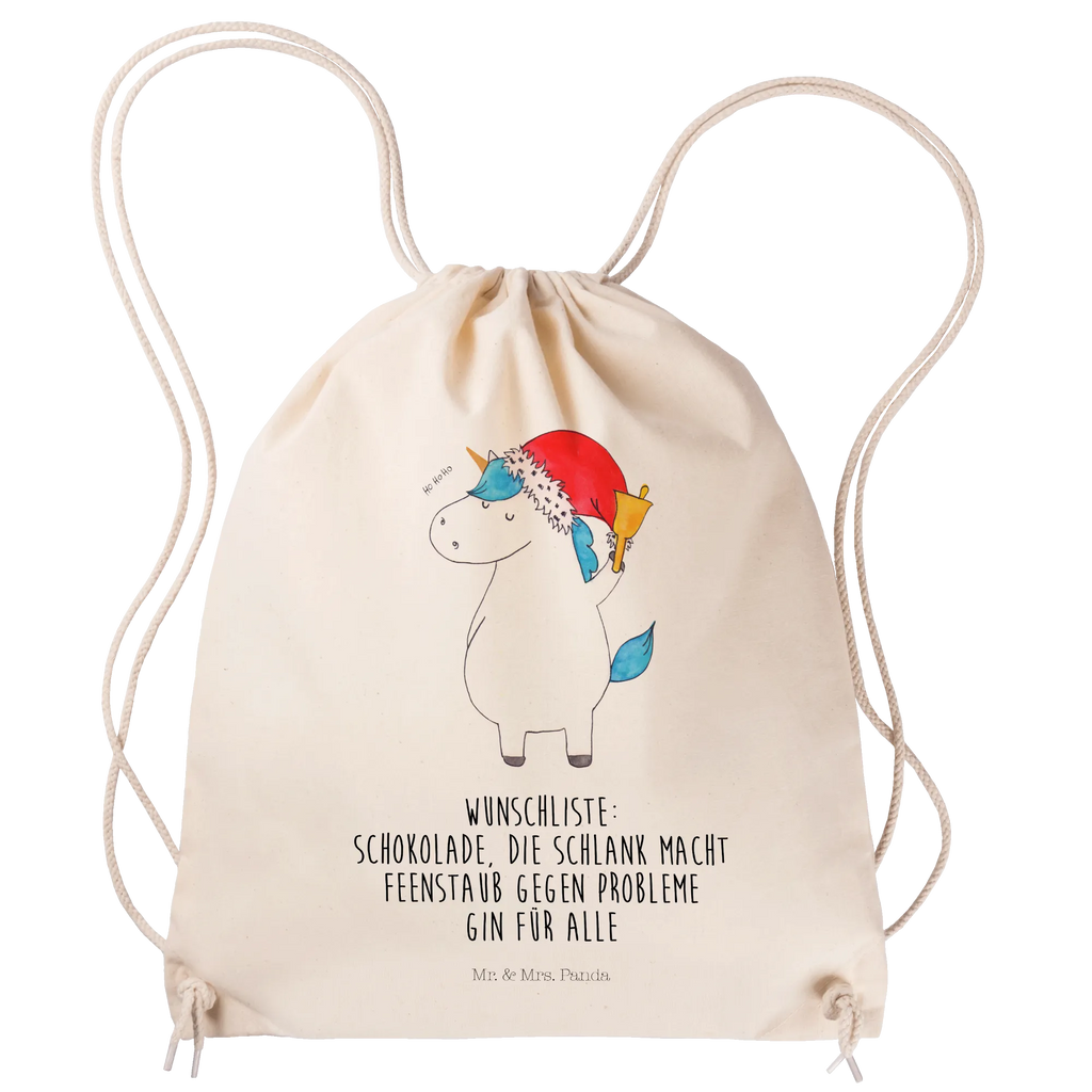 Sportbeutel Einhorn Weihnachtsmann Sportbeutel, Turnbeutel, Beutel, Sporttasche, Tasche, Stoffbeutel, Sportbeutel Kinder, Gymsack, Beutel Rucksack, Kleine Sporttasche, Sportzubehör, Turnbeutel Baumwolle, Einhorn, Einhörner, Einhorn Deko, Pegasus, Unicorn, Gin, Schokolade, Schoki, Weihnachten, Weihnachtsmann, Nikolaus, Wunschzettel, Wunschliste, Feenstaub