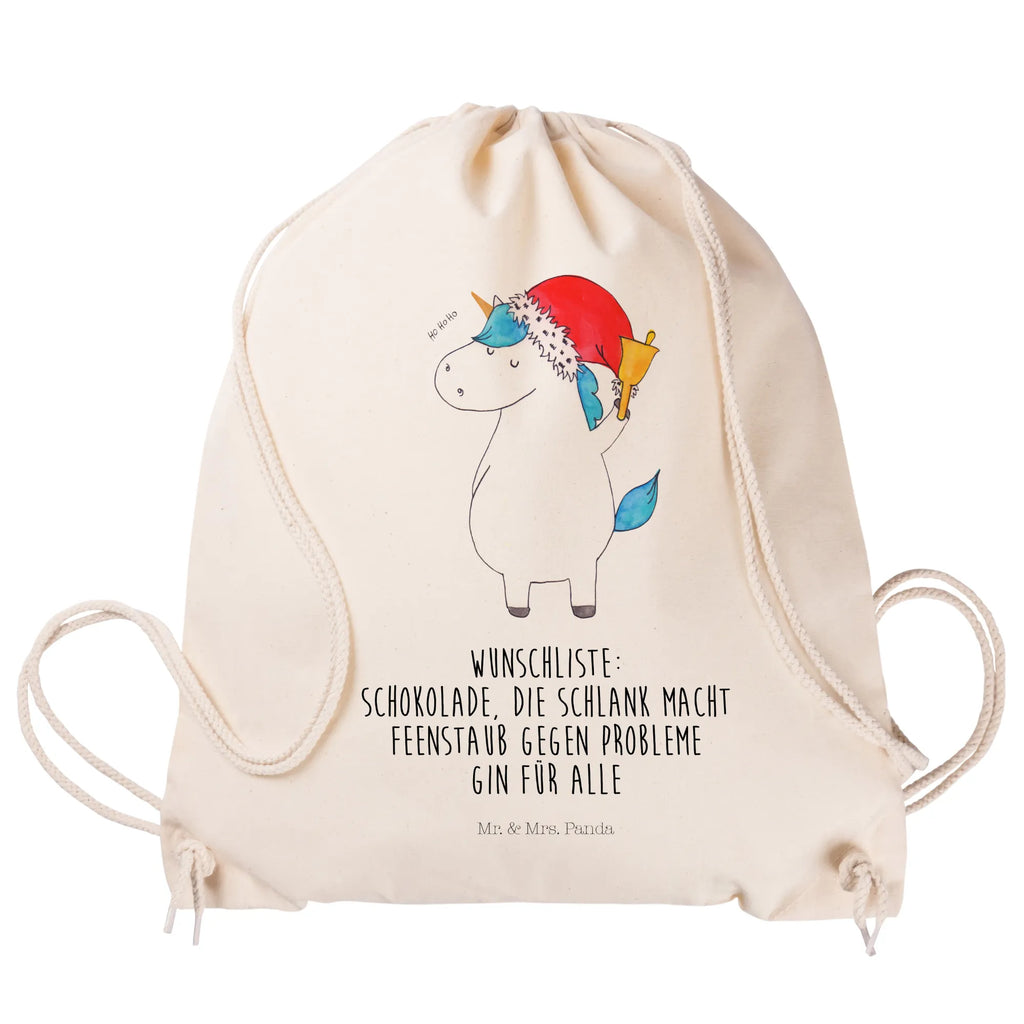 Sportbeutel Einhorn Weihnachtsmann Sportbeutel, Turnbeutel, Beutel, Sporttasche, Tasche, Stoffbeutel, Sportbeutel Kinder, Gymsack, Beutel Rucksack, Kleine Sporttasche, Sportzubehör, Turnbeutel Baumwolle, Einhorn, Einhörner, Einhorn Deko, Pegasus, Unicorn, Gin, Schokolade, Schoki, Weihnachten, Weihnachtsmann, Nikolaus, Wunschzettel, Wunschliste, Feenstaub