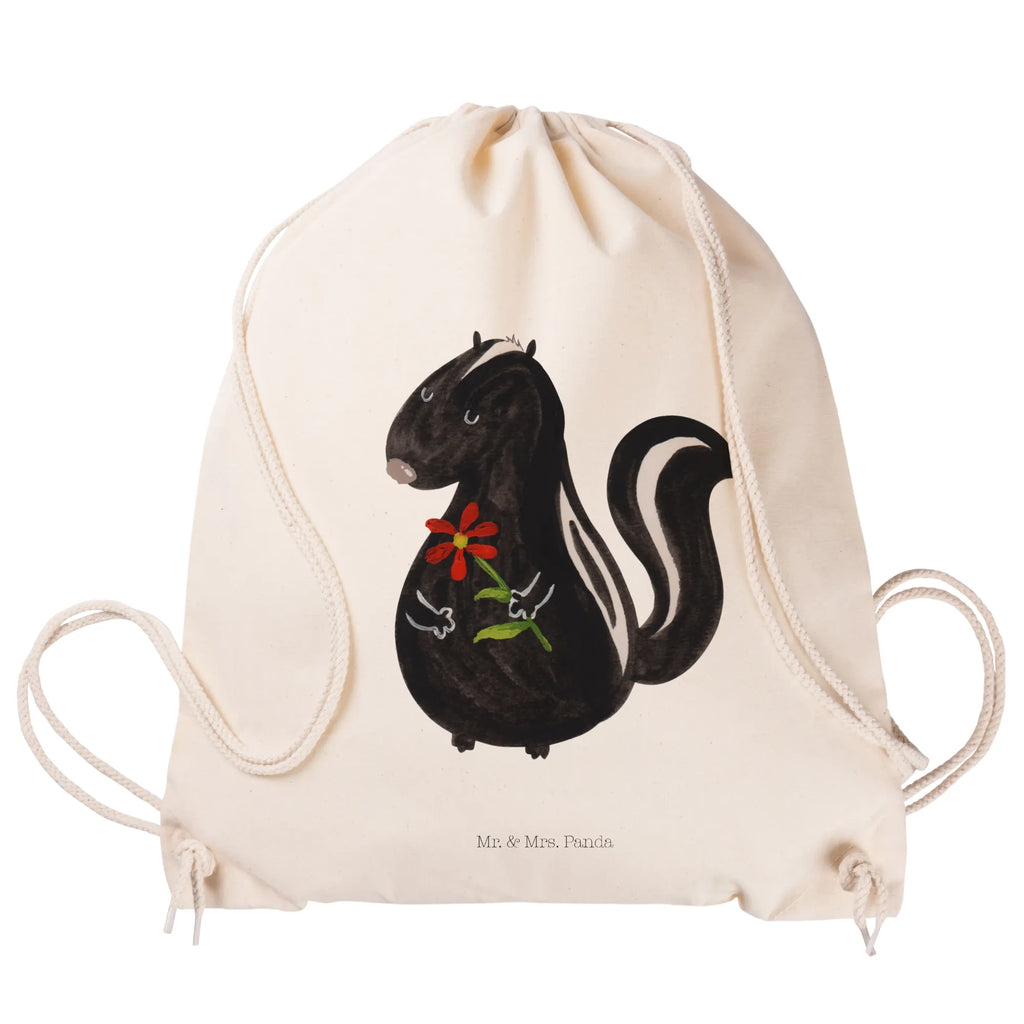 Sportbeutel Stinktier Blume Sportbeutel, Turnbeutel, Beutel, Sporttasche, Tasche, Stoffbeutel, Sportbeutel Kinder, Gymsack, Beutel Rucksack, Kleine Sporttasche, Sportzubehör, Turnbeutel Baumwolle, Stinktier, Skunk, Wildtier, Raubtier, Stinker, Stinki, Tagträumer, verträumt, Dreams, Träume