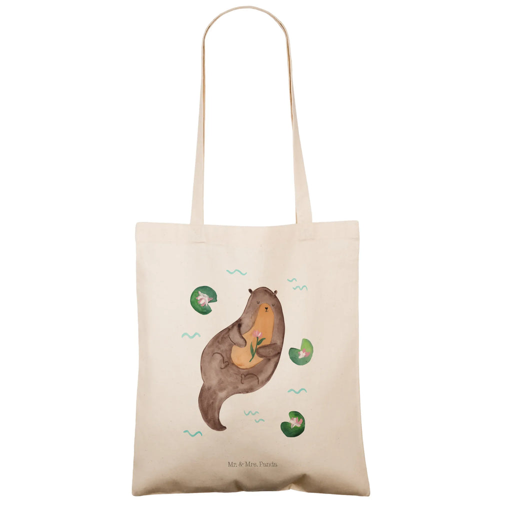 Tragetasche Otter Seerose Beuteltasche, Beutel, Einkaufstasche, Jutebeutel, Stoffbeutel, Tasche, Shopper, Umhängetasche, Strandtasche, Schultertasche, Stofftasche, Tragetasche, Badetasche, Jutetasche, Einkaufstüte, Laptoptasche, Otter, Fischotter, Seeotter, Otter Seeotter See Otter