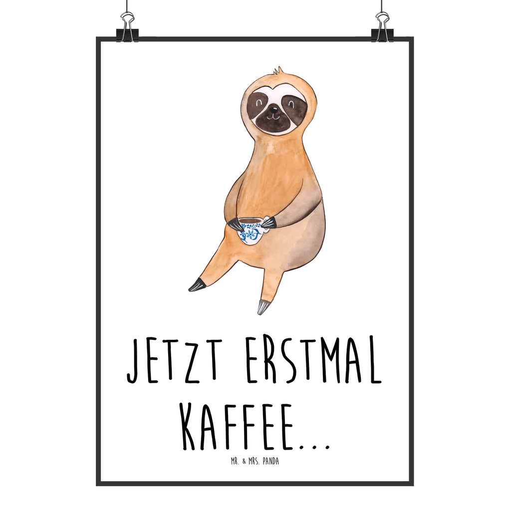 Poster Faultier Kaffee Poster, Wandposter, Bild, Wanddeko, Küchenposter, Kinderposter, Wanddeko Bild, Raumdekoration, Wanddekoration, Handgemaltes Poster, Mr. & Mrs. Panda Poster, Designposter, Kunstdruck, Posterdruck, Faultier, Faultier Geschenk, Faultier Deko, Faultiere, faul, Lieblingstier, Kaffee, erster Kaffee, Morgenmuffel, Frühaufsteher, Kaffeetasse, Genießer, Coffee, Kaffeegetränk