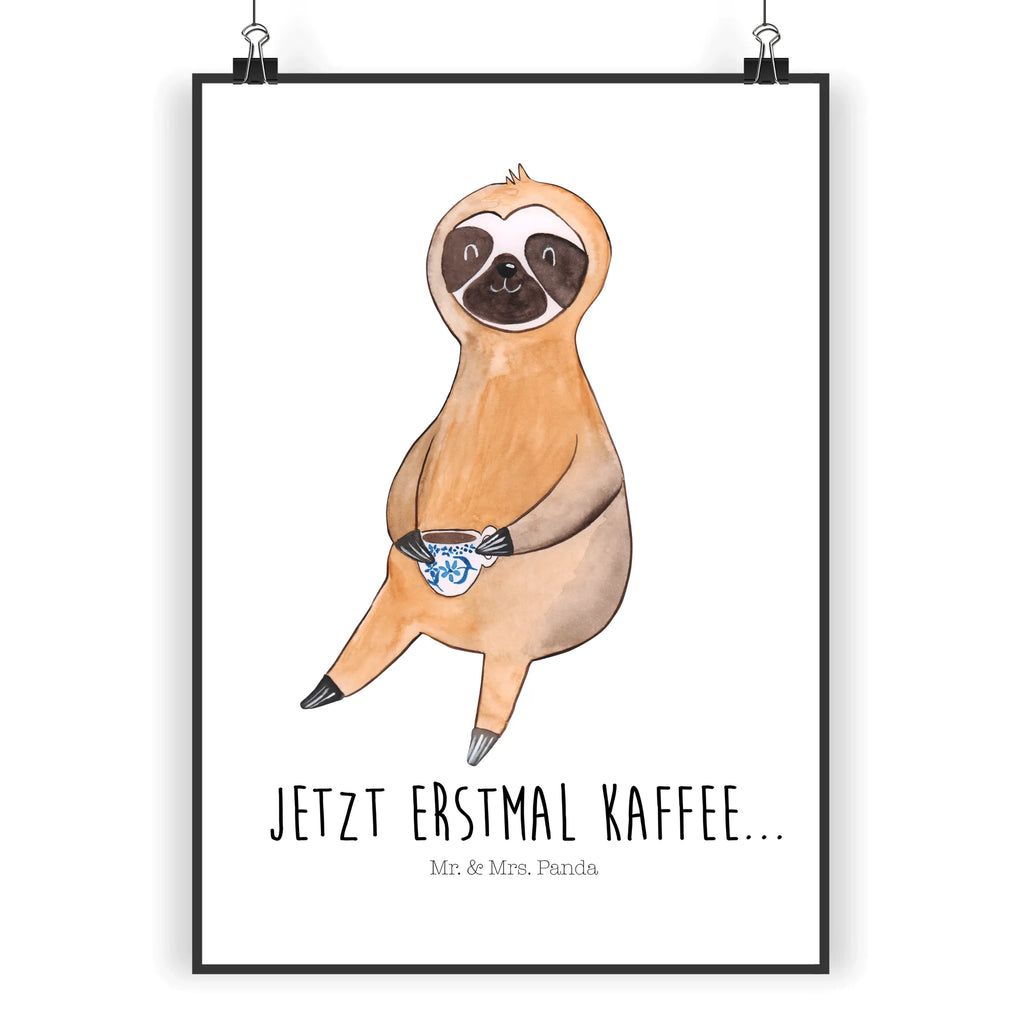 Poster Faultier Kaffee Poster, Wandposter, Bild, Wanddeko, Küchenposter, Kinderposter, Wanddeko Bild, Raumdekoration, Wanddekoration, Handgemaltes Poster, Mr. & Mrs. Panda Poster, Designposter, Kunstdruck, Posterdruck, Faultier, Faultier Geschenk, Faultier Deko, Faultiere, faul, Lieblingstier, Kaffee, erster Kaffee, Morgenmuffel, Frühaufsteher, Kaffeetasse, Genießer, Coffee, Kaffeegetränk