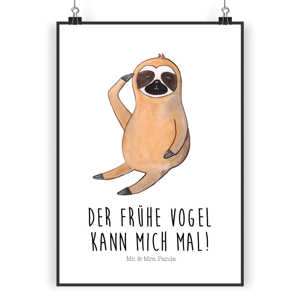 Poster Faultier Vogel Poster, Wandposter, Bild, Wanddeko, Küchenposter, Kinderposter, Wanddeko Bild, Raumdekoration, Wanddekoration, Handgemaltes Poster, Mr. & Mrs. Panda Poster, Designposter, Kunstdruck, Posterdruck, Faultier, Faultier Geschenk, Faultier Deko, Faultiere, faul, Lieblingstier, Spinner, früher Vogel, der frühe Vogel, Frühaufsteher, Morgenmuffel, Vogel, Faultierwelt