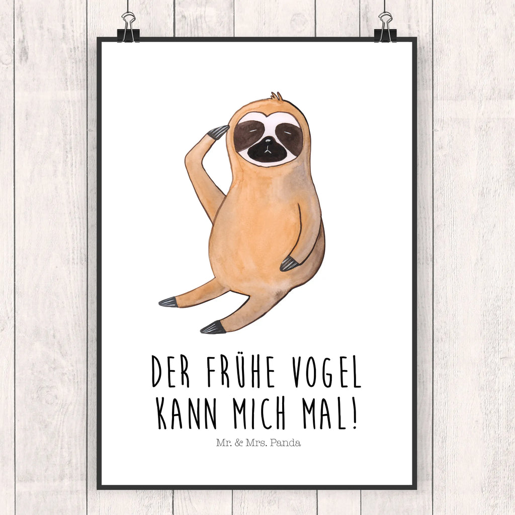 Poster Faultier Vogel Poster, Wandposter, Bild, Wanddeko, Küchenposter, Kinderposter, Wanddeko Bild, Raumdekoration, Wanddekoration, Handgemaltes Poster, Mr. & Mrs. Panda Poster, Designposter, Kunstdruck, Posterdruck, Faultier, Faultier Geschenk, Faultier Deko, Faultiere, faul, Lieblingstier, Spinner, früher Vogel, der frühe Vogel, Frühaufsteher, Morgenmuffel, Vogel, Faultierwelt