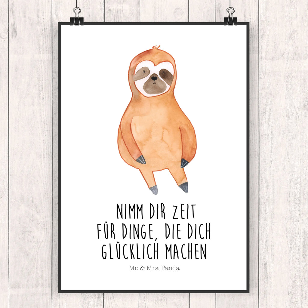 Poster Faultier Zufrieden Poster, Wandposter, Bild, Wanddeko, Küchenposter, Kinderposter, Wanddeko Bild, Raumdekoration, Wanddekoration, Handgemaltes Poster, Mr. & Mrs. Panda Poster, Designposter, Kunstdruck, Posterdruck, Faultier, Faultier Geschenk, Faultier Deko, Faultiere, faul, Lieblingstier, Pause, relaxen, Glück, glücklich, zufrieden, happy, Zufriedenheit, Gelassenheit, Ruhe, Frieden