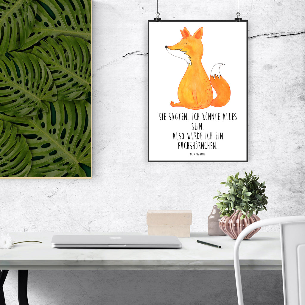 Poster Einhorn Fuchs Poster, Wandposter, Bild, Wanddeko, Küchenposter, Kinderposter, Wanddeko Bild, Raumdekoration, Wanddekoration, Handgemaltes Poster, Mr. & Mrs. Panda Poster, Designposter, Kunstdruck, Posterdruck, Einhorn, Einhörner, Einhorn Deko, Pegasus, Unicorn, Fuchs, Unicorns, Fuchshörnchen, Fuchshorn, Foxycorn, Füchse