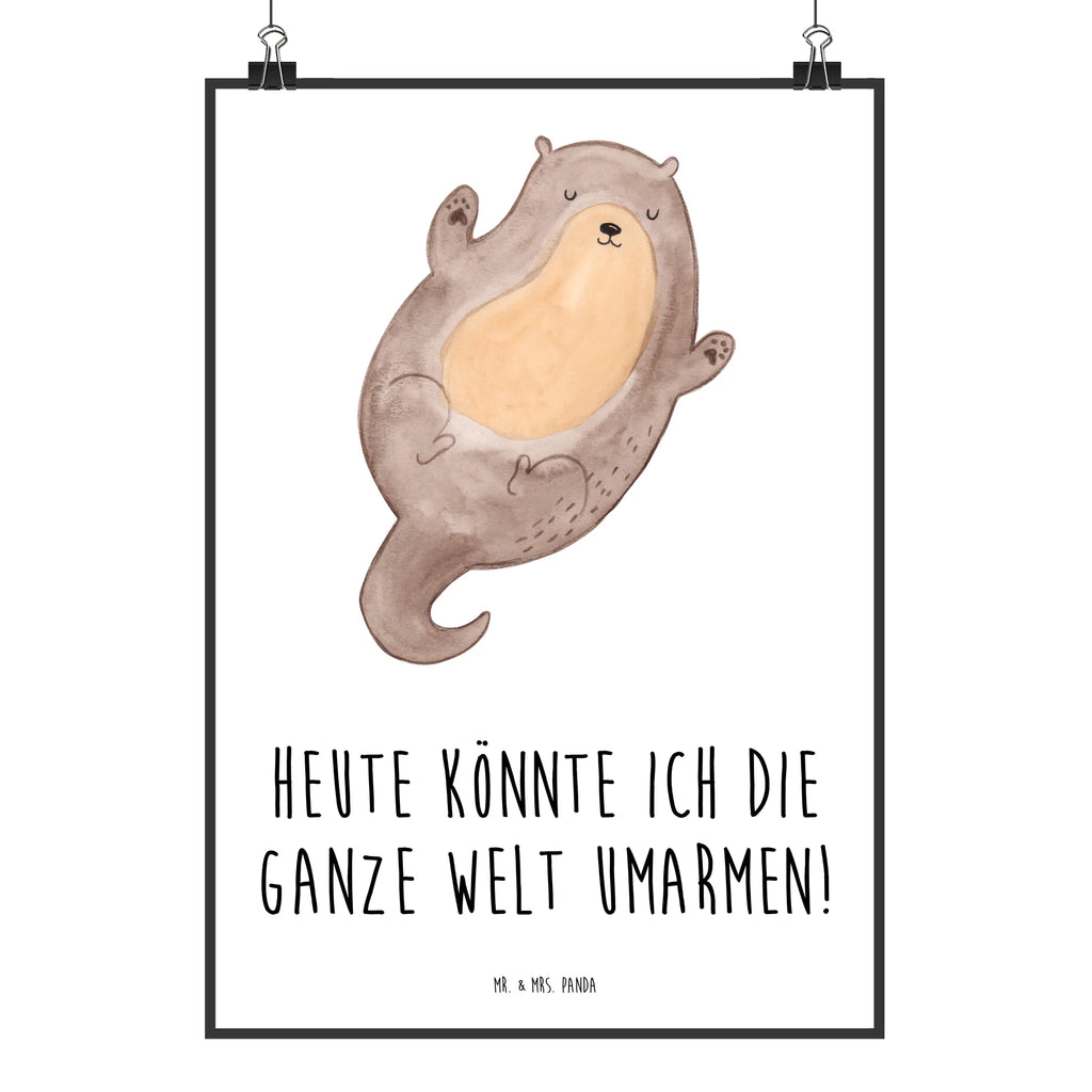 Poster Otter Umarmen Poster, Wandposter, Bild, Wanddeko, Küchenposter, Kinderposter, Wanddeko Bild, Raumdekoration, Wanddekoration, Handgemaltes Poster, Mr. & Mrs. Panda Poster, Designposter, Kunstdruck, Posterdruck, Otter, Fischotter, Seeotter, Otter Seeotter See Otter