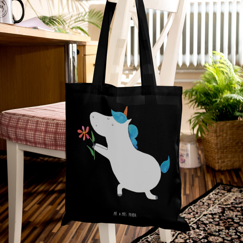 Tragetasche Einhorn Blume Beuteltasche, Beutel, Einkaufstasche, Jutebeutel, Stoffbeutel, Tasche, Shopper, Umhängetasche, Strandtasche, Schultertasche, Stofftasche, Tragetasche, Badetasche, Jutetasche, Einkaufstüte, Laptoptasche, Einhorn, Einhörner, Einhorn Deko, Pegasus, Unicorn, Liebe, Liebesbeweis, Antrag, Heiratsantrag, Verlobung, Ehepaar, Pärchen, Partner, Freund, Freundin, Ehe, heiraten