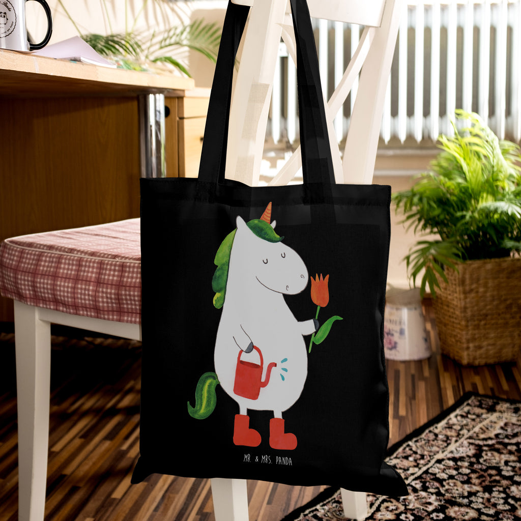 Tragetasche Einhorn Gärtner Beuteltasche, Beutel, Einkaufstasche, Jutebeutel, Stoffbeutel, Tasche, Shopper, Umhängetasche, Strandtasche, Schultertasche, Stofftasche, Tragetasche, Badetasche, Jutetasche, Einkaufstüte, Laptoptasche, Einhorn, Einhörner, Einhorn Deko, Pegasus, Unicorn, Luftballon, Gießkanne, Giesskanne, Lebenslust, Freude, Blume, Freundin, Garten, Stiefel