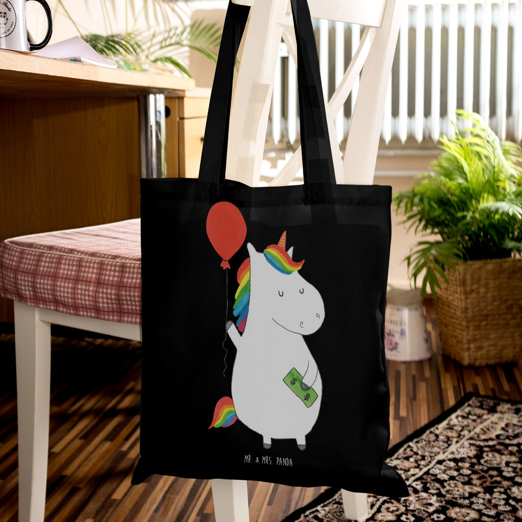 Tragetasche Einhorn Luftballon Beuteltasche, Beutel, Einkaufstasche, Jutebeutel, Stoffbeutel, Tasche, Shopper, Umhängetasche, Strandtasche, Schultertasche, Stofftasche, Tragetasche, Badetasche, Jutetasche, Einkaufstüte, Laptoptasche, Einhorn, Einhörner, Einhorn Deko, Pegasus, Unicorn, Luftballon, Geld, Lebenslust, Freude, Geschenk, Freundin