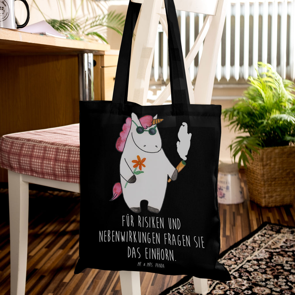 Tragetasche Einhorn Woodstock Beuteltasche, Beutel, Einkaufstasche, Jutebeutel, Stoffbeutel, Tasche, Shopper, Umhängetasche, Strandtasche, Schultertasche, Stofftasche, Tragetasche, Badetasche, Jutetasche, Einkaufstüte, Laptoptasche, Einhorn, Einhörner, Einhorn Deko, Pegasus, Unicorn, Kiffen, Joint, Zigarette, Alkohol, Party, Spaß. lustig, witzig, Woodstock