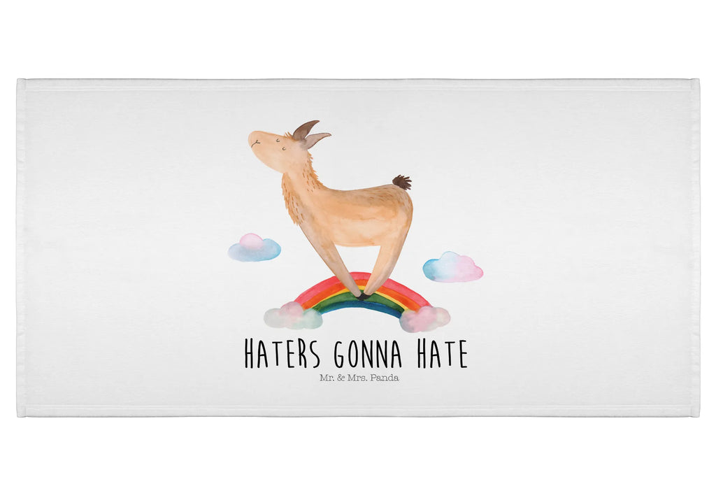 Handtuch Lama Regenbogen Handtuch, Badehandtuch, Badezimmer, Handtücher, groß, Kinder, Baby, Lama, Alpaka, Lamas, Regenbogen, Haters gonna hate, Haters, Selbstständig, Außenseiter, Schule, Abi, Hobby, Wolkenland, Freiheit