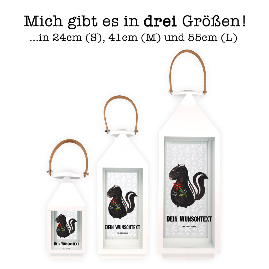 Personalisierte Deko Laterne Stinktier Blume Gartenlampe, Gartenleuchte, Gartendekoration, Gartenlicht, Laterne kleine Laternen, XXL Laternen, Laterne groß, Stinktier, Skunk, Wildtier, Raubtier, Stinker, Stinki, Tagträumer, verträumt, Dreams, Träume