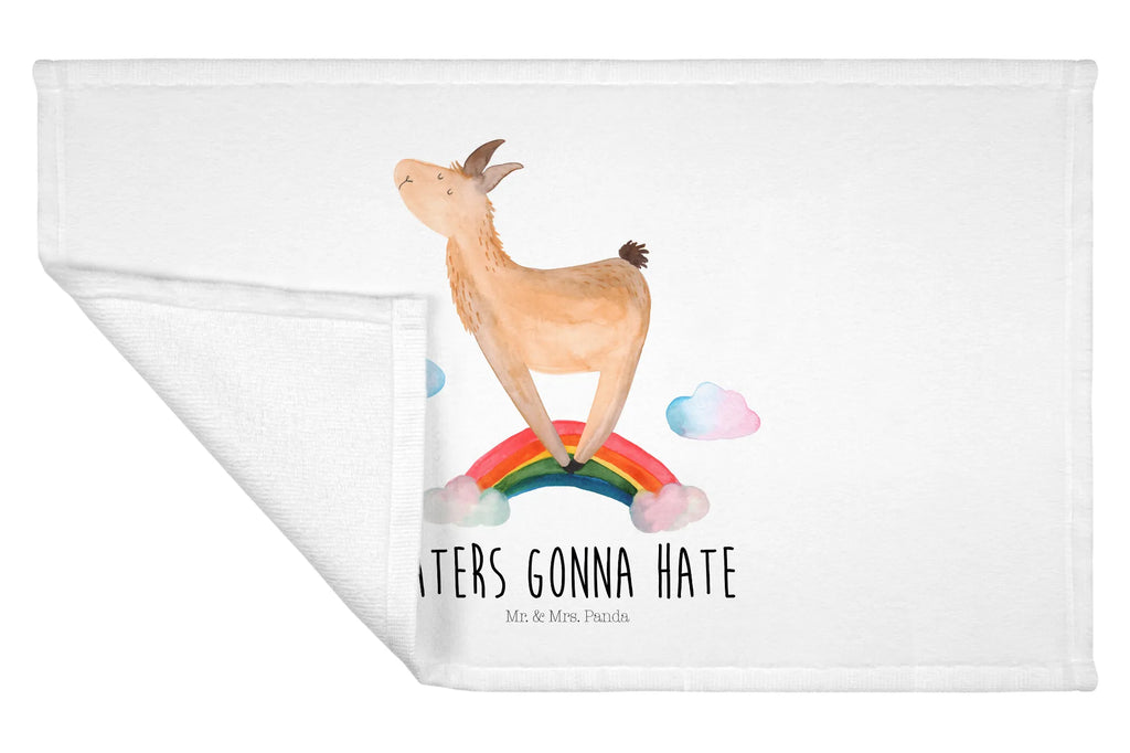 Handtuch Lama Regenbogen Handtuch, Badehandtuch, Badezimmer, Handtücher, groß, Kinder, Baby, Lama, Alpaka, Lamas, Regenbogen, Haters gonna hate, Haters, Selbstständig, Außenseiter, Schule, Abi, Hobby, Wolkenland, Freiheit