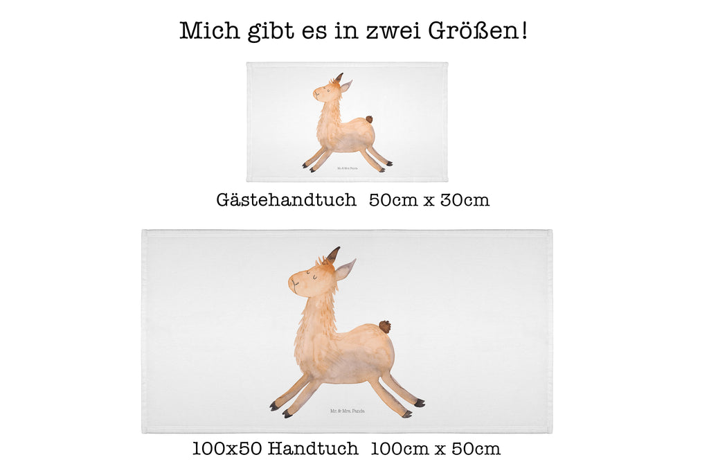 Handtuch Lama Springen Gästetuch, Reisehandtuch, Sport Handtuch, Frottier, Kinder Handtuch, Lama, Alpaka, Lamas, Lieblingstag, Happy day, fröhlich, Glück, Freundin, Liebeskummer, Neustart, guten Morgen, Start, Prüfung, Abitur