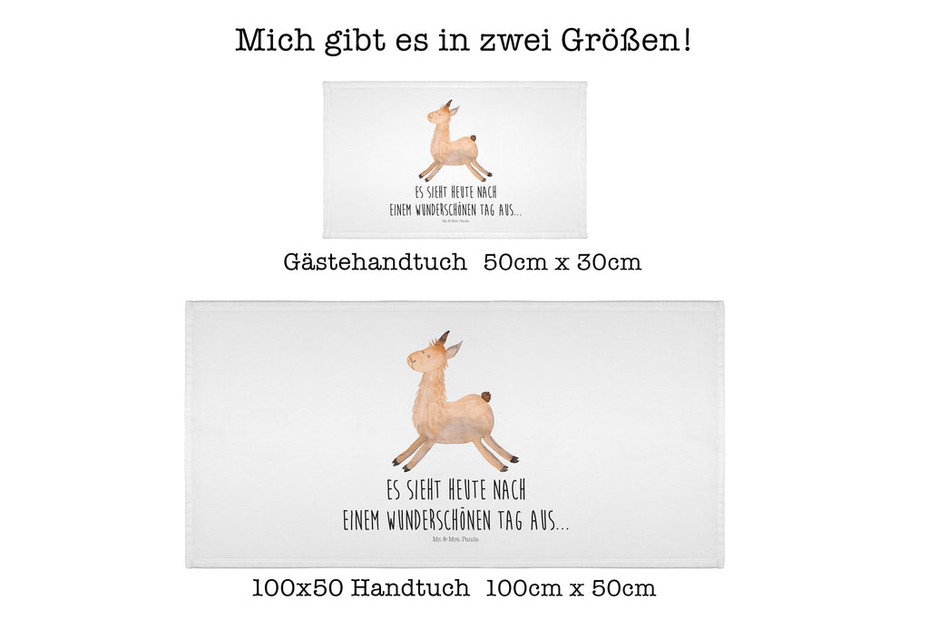 Handtuch Lama Springen Gästetuch, Reisehandtuch, Sport Handtuch, Frottier, Kinder Handtuch, Lama, Alpaka, Lamas, Lieblingstag, Happy day, fröhlich, Glück, Freundin, Liebeskummer, Neustart, guten Morgen, Start, Prüfung, Abitur